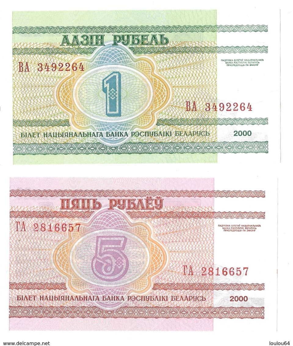 Billets - Belarus -  1 Ruble Et 5 Rublei 2000 -  Neuf - Non Circulé - - Belarus