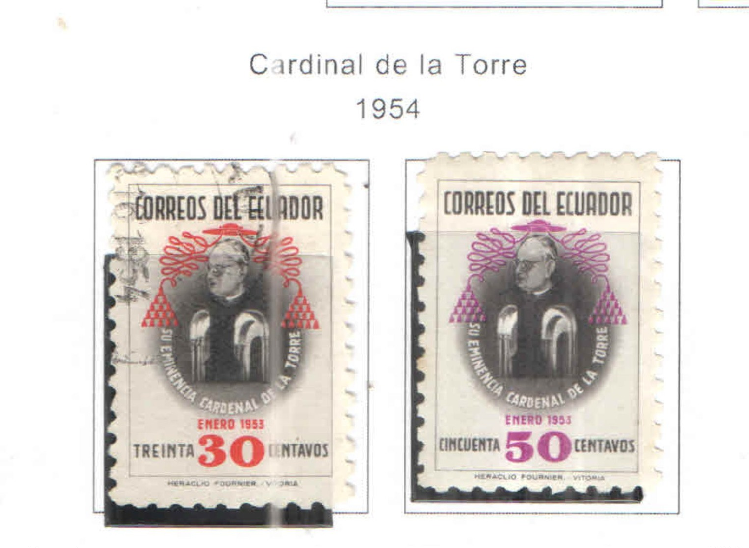 Ecuador PO 1954 Cardinal De La Torre Scott.582+583+See Scans On Scott.Pages - Equateur