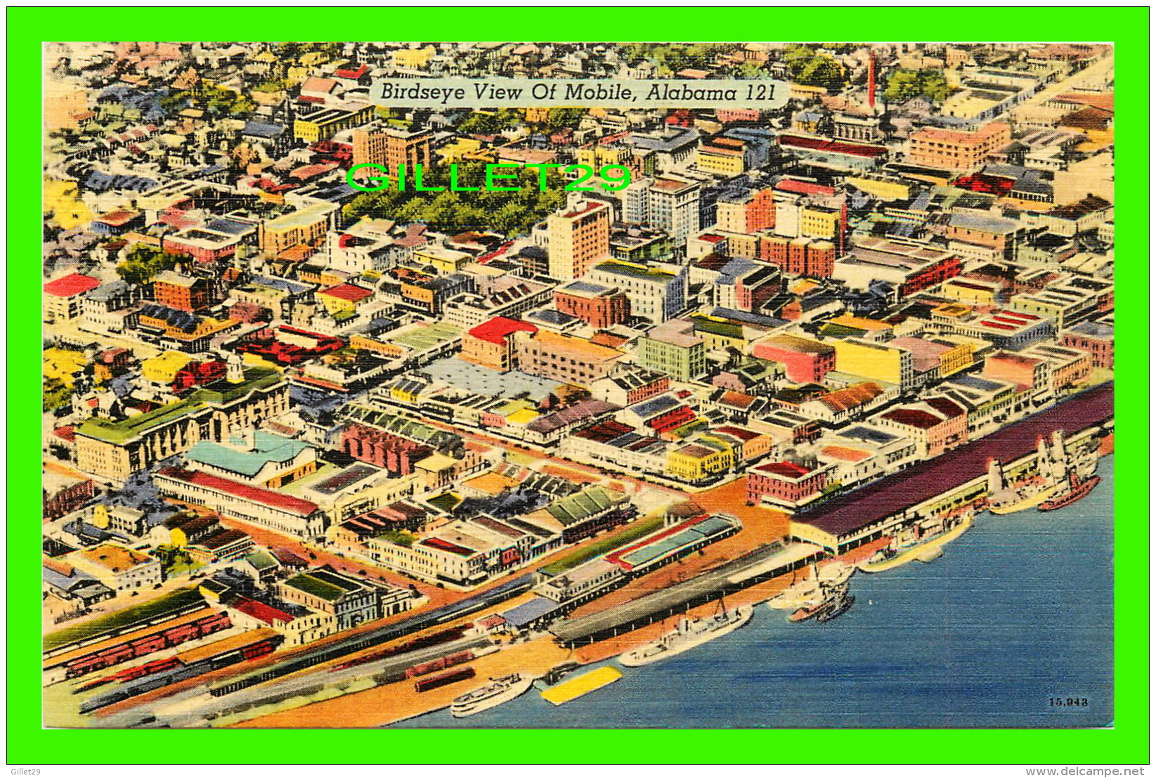 MOBILE, AL - BIRDSEYE VIEW OF THE CITY OF MOBILE - TRAVEL -  MOBILE CIGAR &amp; TOBACCO CO - - Mobile