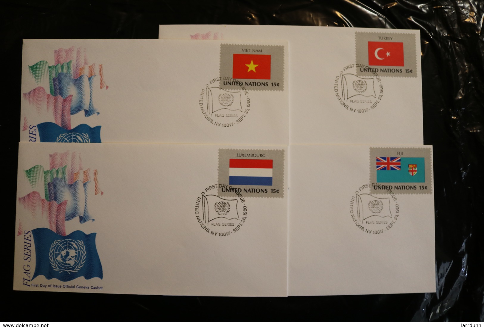 United Nations UN NY Flags Fiji Luxembourg Turkey Viet Nam Day Of Issue 1980 A04s - FDC