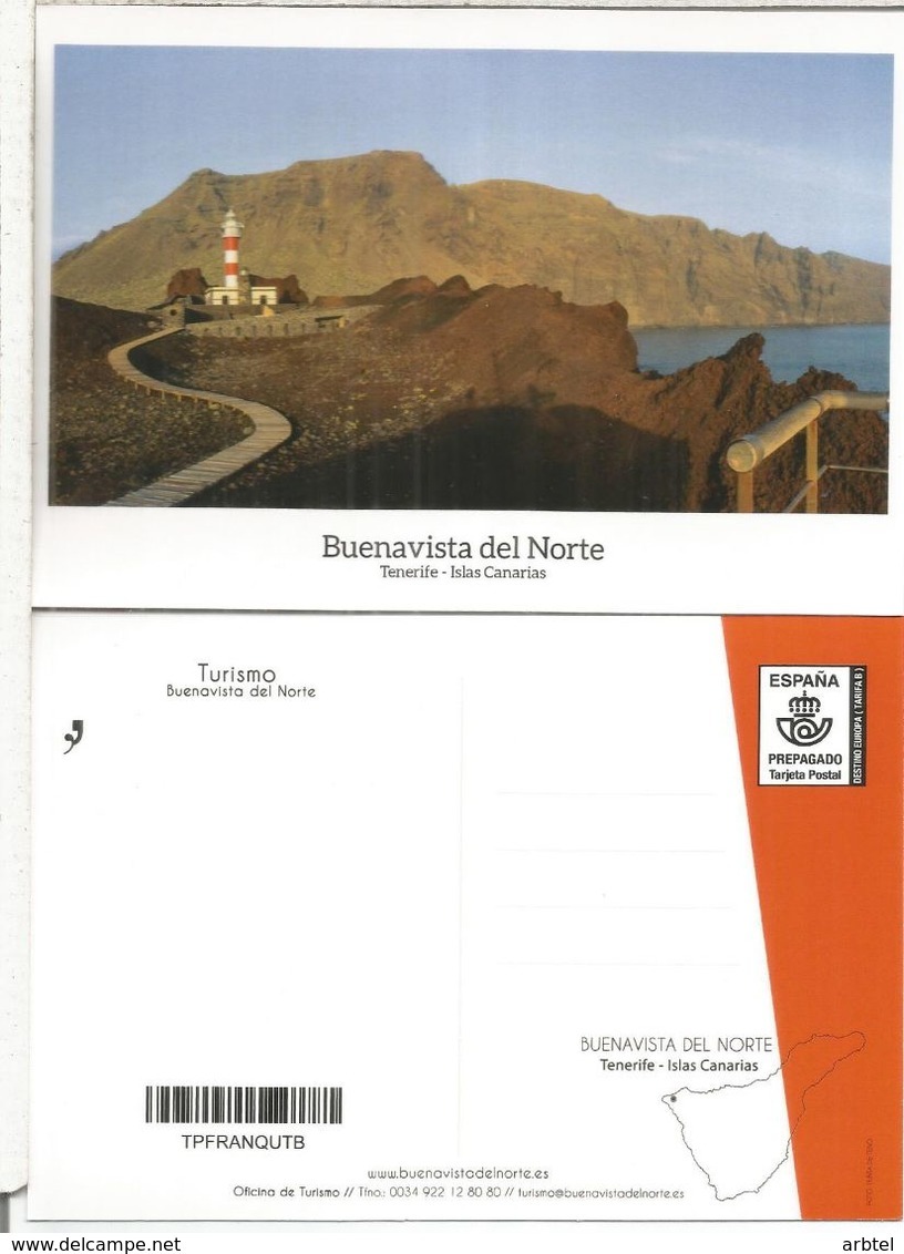 CANARIAS TENERIFE ENTERO POSTAL BUENAVISTA DEL NORTE TARIFA A FARO LIGHTHOUSE - Lighthouses