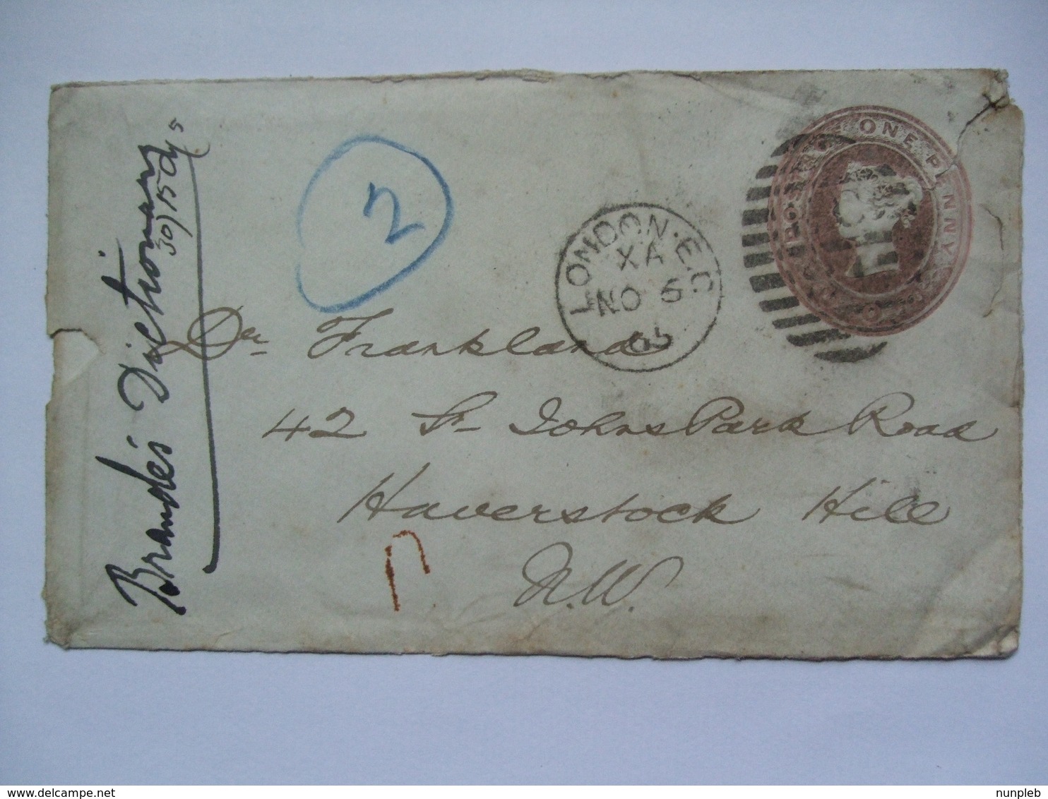 GB - 1865 Covers Pre-paid 1d Rose London Marks To Edward Frankland Eminent Chemist - Lettres & Documents