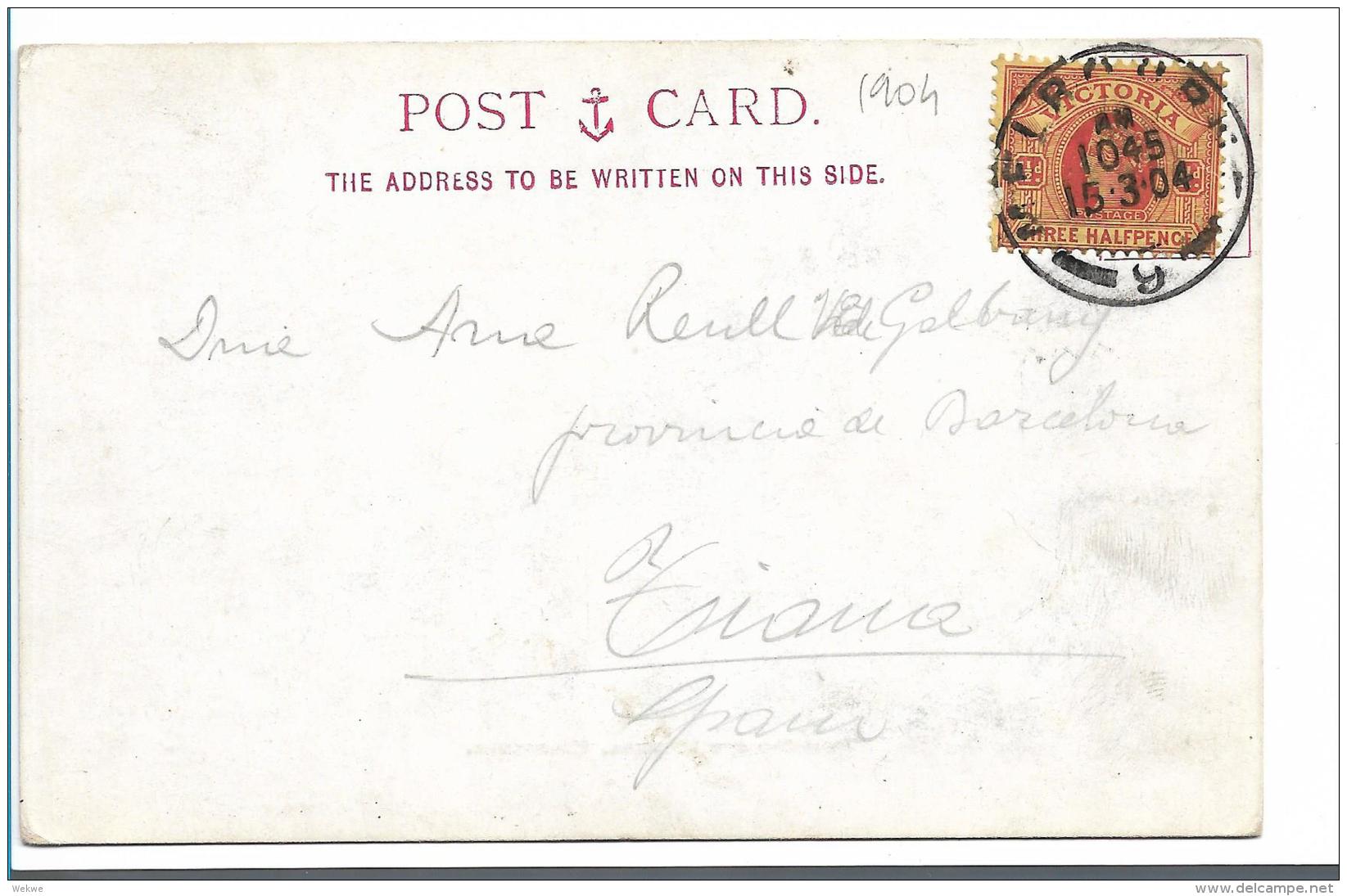 Vic173 / Australien, Melbourne, Strassenbahn Und Hospital 1904 Nach Spanien - Lettres & Documents