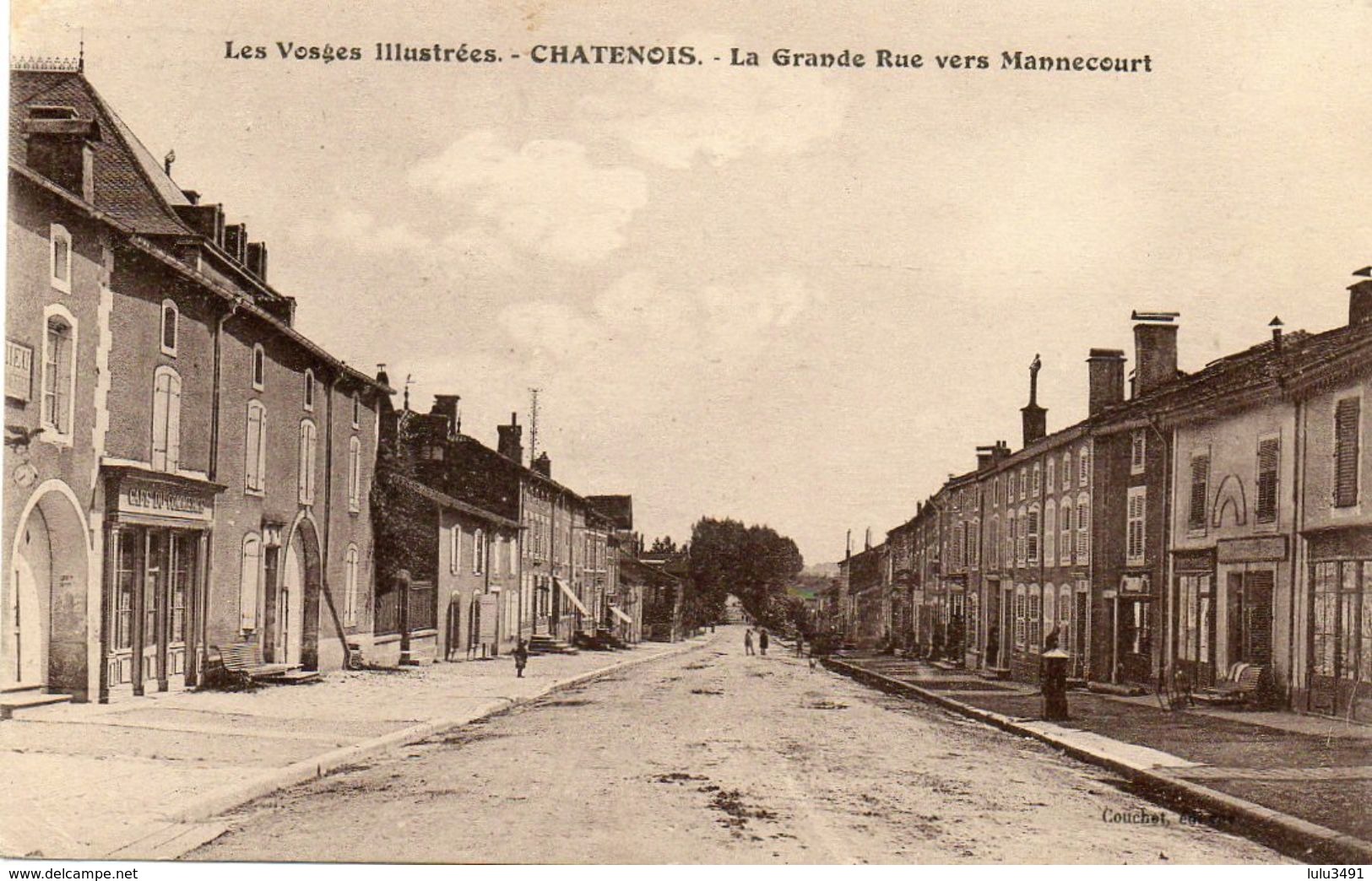 CPA - CHATENOIS (88) - Aspect De La Grande-Rue Vers Mannecourt Et Du Café Du Commerce En 1924 - Chatenois