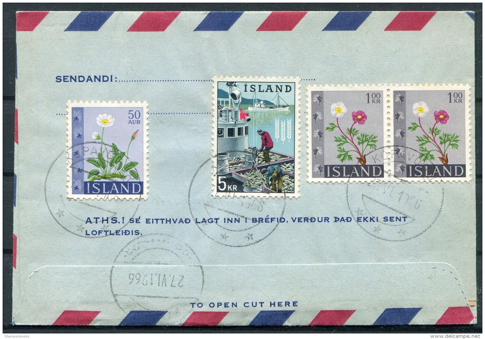 1962 Iceland Aerogramme, Aerogram, Loftbref. Reykjavik Postur. Kopavogur Registered - Lettres & Documents