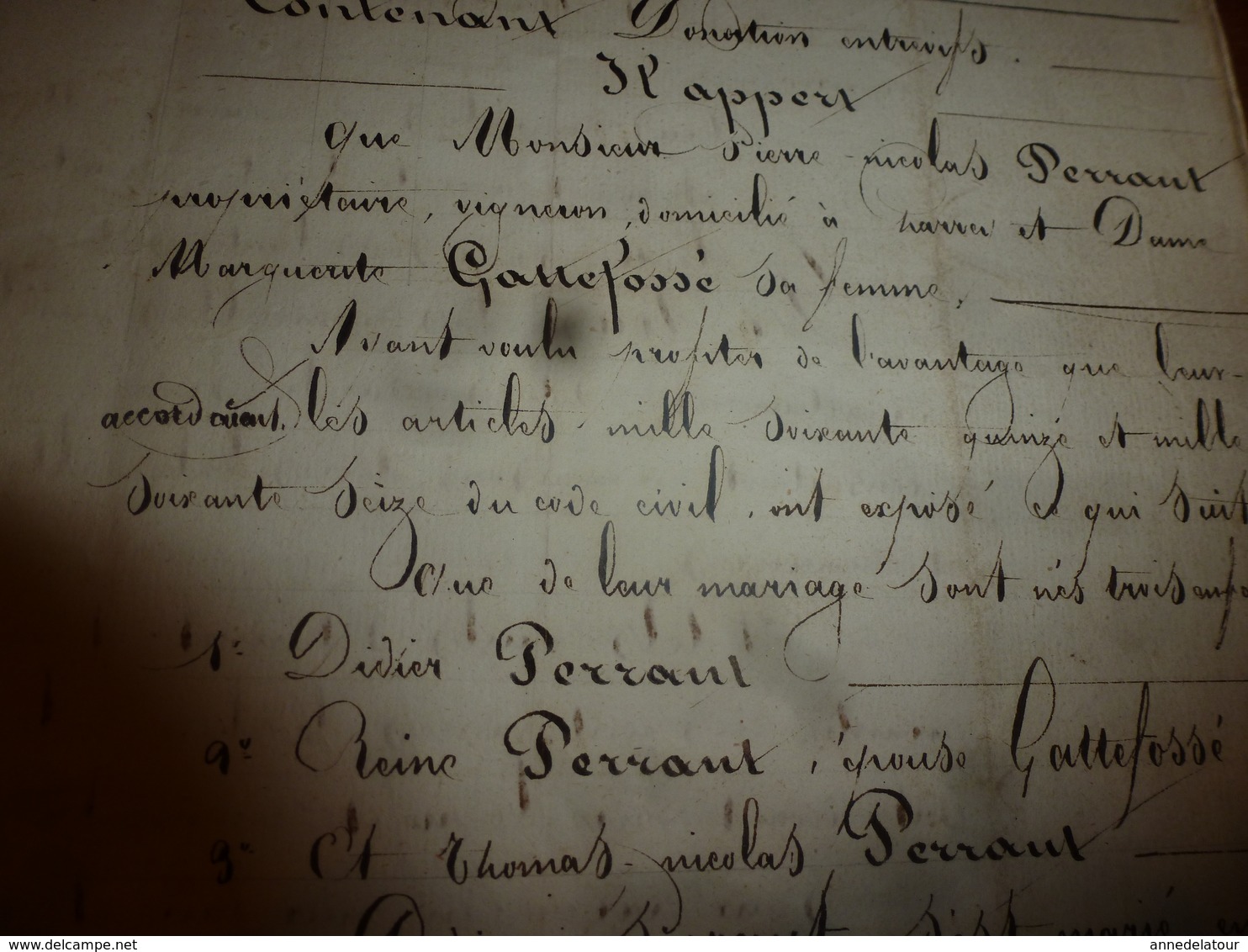 1835 Important Manuscrit Notarié Avec Cachets Concerne Donation Et Partage Entre Enfants PERRAULT - Manuscrits