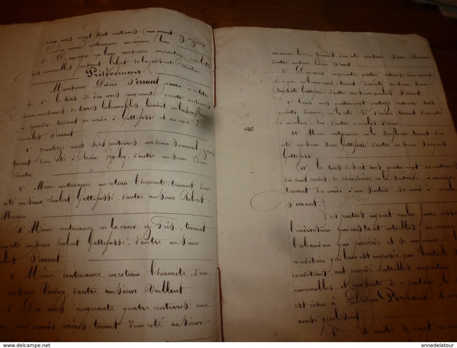 1835 Important manuscrit notarié avec cachets concerne Donation et Partage entre enfants PERRAULT