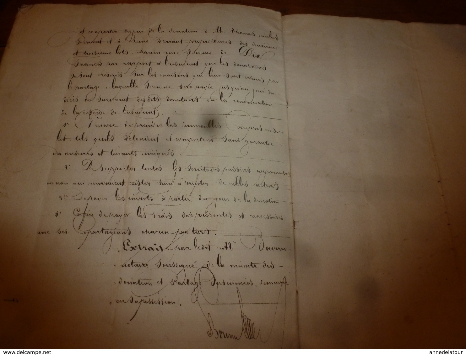 1835 Important manuscrit notarié avec cachets concerne Donation et Partage entre enfants PERRAULT