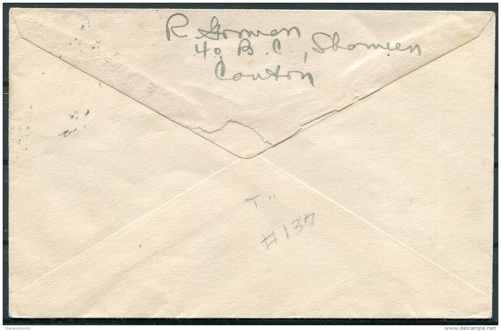 1936 Hong Kong KG5 20c Rate Cover - USA - Briefe U. Dokumente
