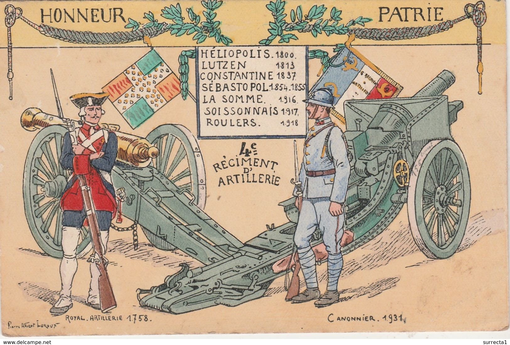 CPA Illustrateur Pierre Albert LEROUX / Honneur Et Patrie / Comparaison Artillerie - Altri & Non Classificati