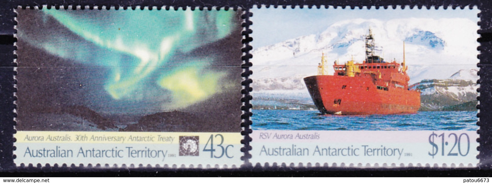 AAT 1991 Australia Antarctic Antarctic Treaty Aurora Australis (Yv 88 To 89 ) MNH - Eventi E Commemorazioni