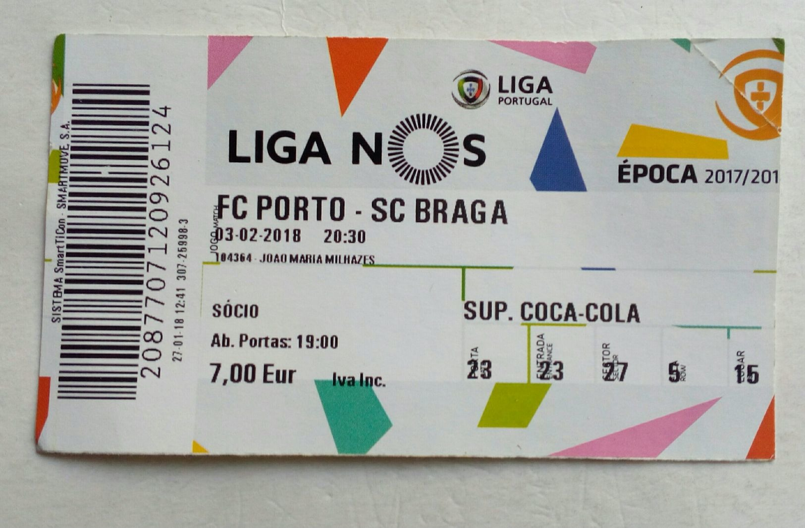 Ticket,entree Futebol.Futebol Clube Do Porto/Sporting Clube De Braga. Portugal - Tickets - Entradas