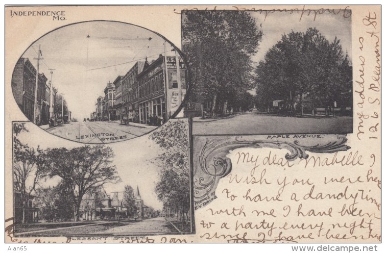 Independence Missouri, Multi-view Street Scenes C1900s Vintage Postcard - Independence