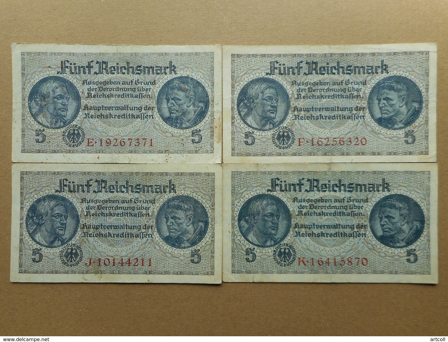 Germany 5 Reichsmark 1940 (Lot Of 4 Banknotes) - 5 Reichsmark