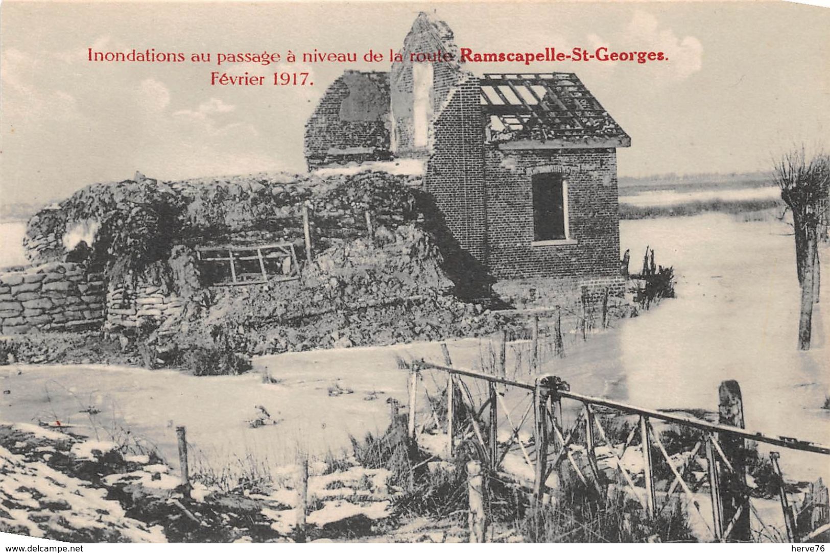 BELGIQUE - Inondations Au Passage à Niveau De La Route Ramscapelle St Georges - Février 1917 - Andere & Zonder Classificatie