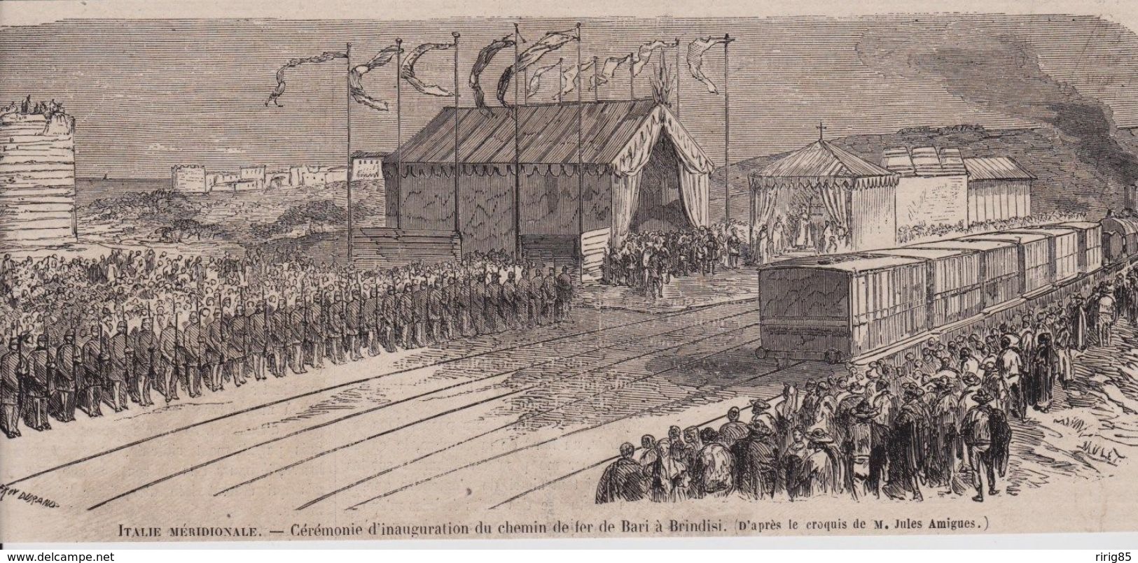 1865  --  ITALIE  CEREMONIE D INAUGURATION DU CHEMIN DE FER DE BARI A BRINDISI  3D849 - Non Classificati