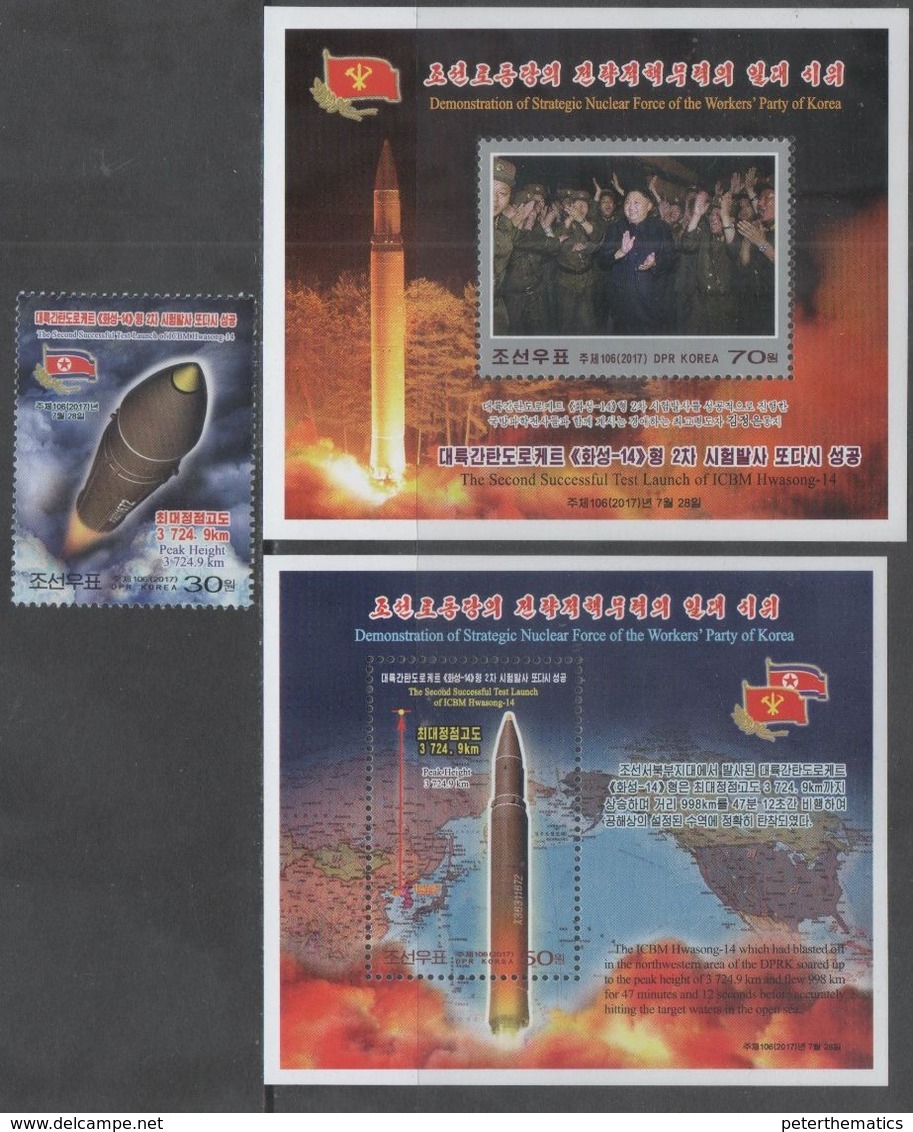 MILITARY, 2017, MNH, MISSILES, SUCCESSFUL MISSILE LAUNCH, SOLDIERS, MAPS, 1v+2 S/SHEETS - Militaria