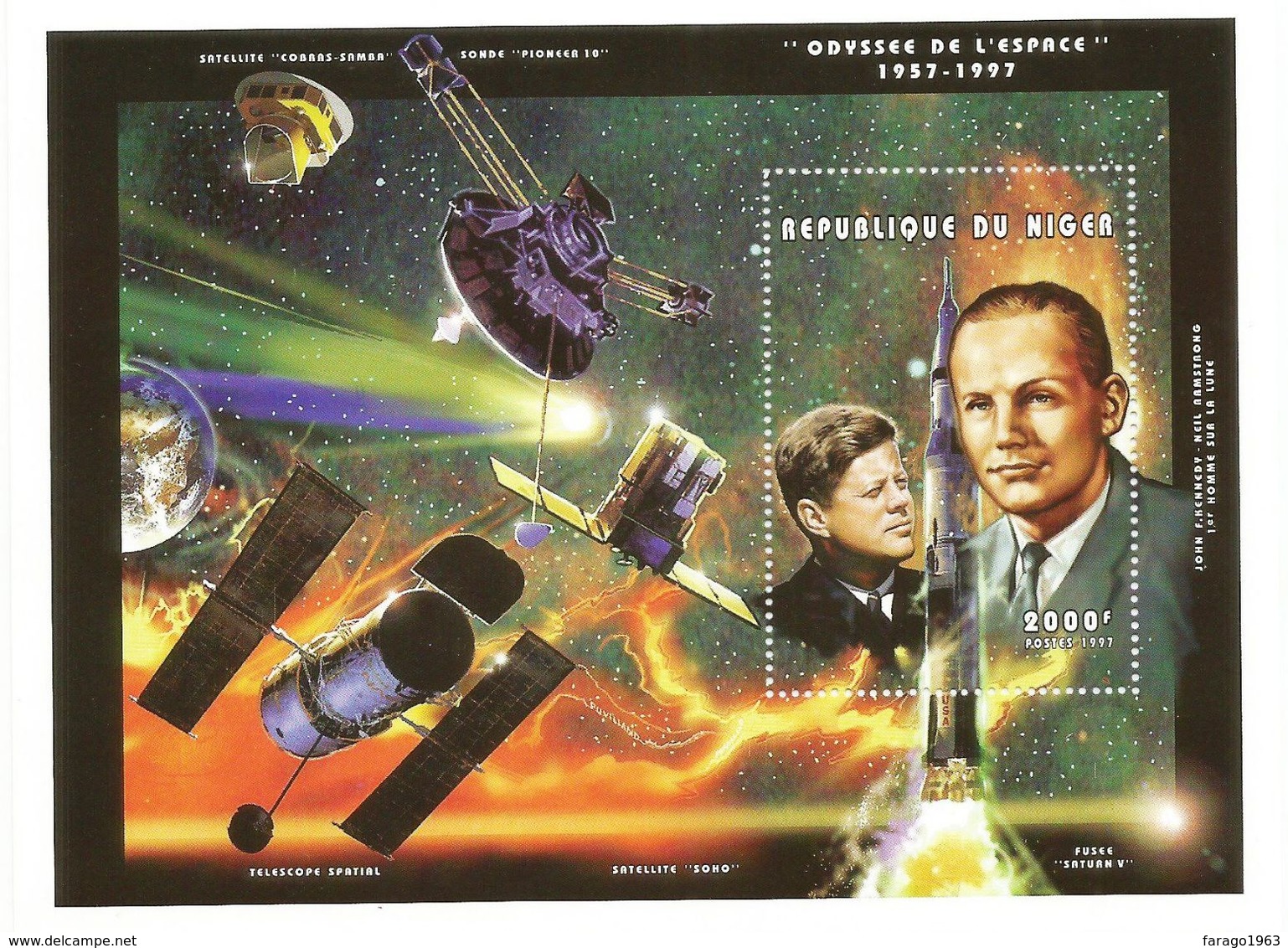 1997 Niger Man In Space Kennedy Glenn Gagarin  Complete Set Of 4 Sheets MNH - Niger (1960-...)