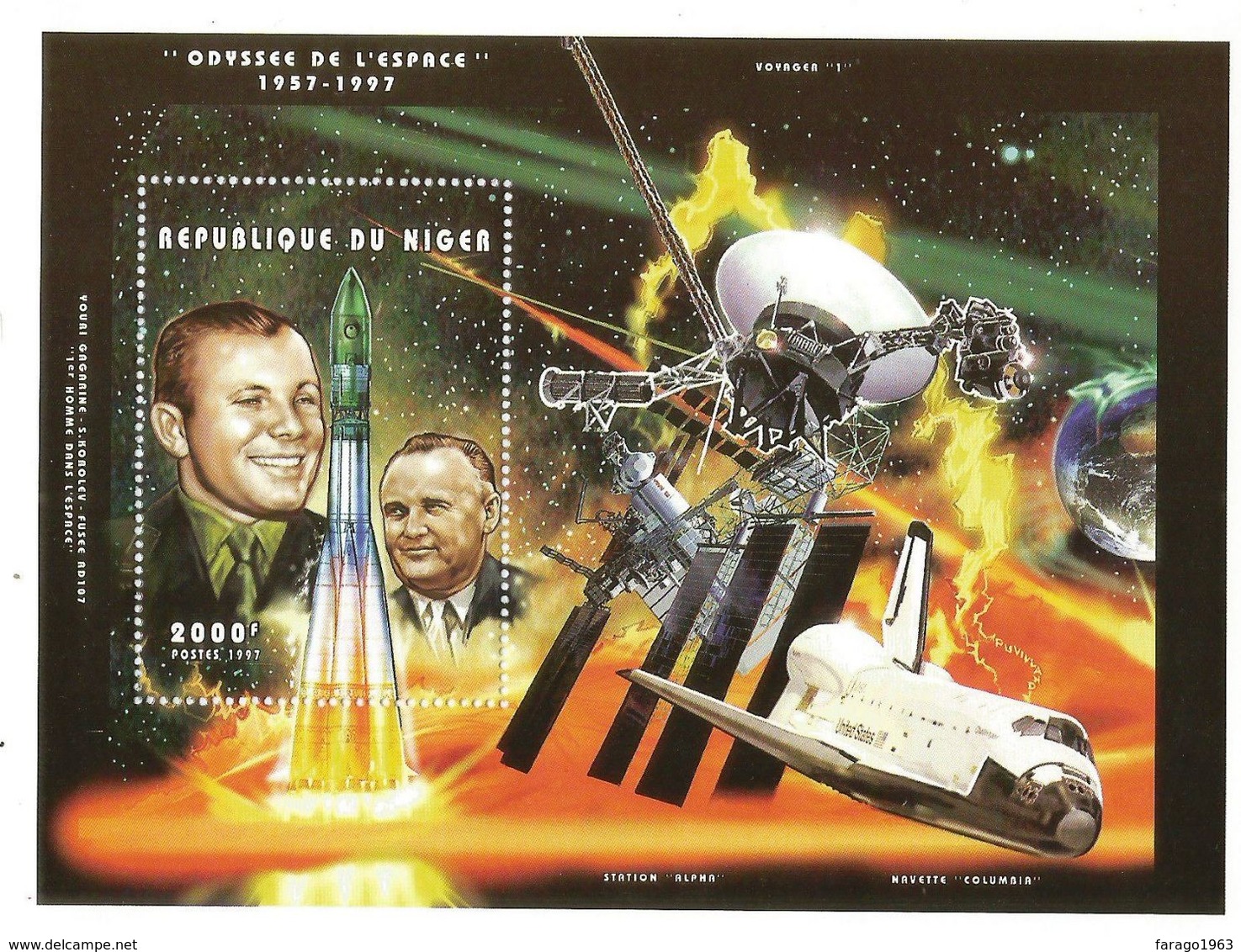 1997 Niger Man In Space Kennedy Glenn Gagarin  Complete Set Of 4 Sheets MNH - Niger (1960-...)