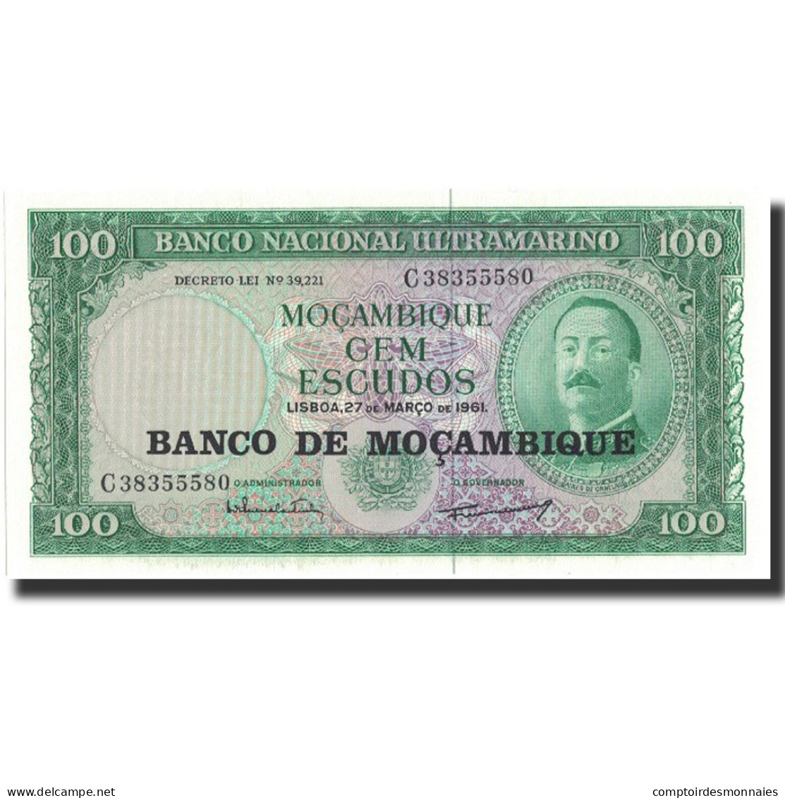 Billet, Mozambique, 100 Escudos, 1961, 1961-03-27, KM:109a, SPL - Mozambique