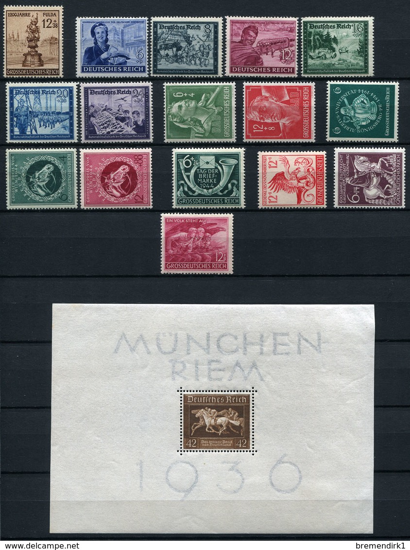 40503) DEUTSCHES REICH - Lot Postfrisch Aus 1936-44 - Sammlungen (ohne Album)
