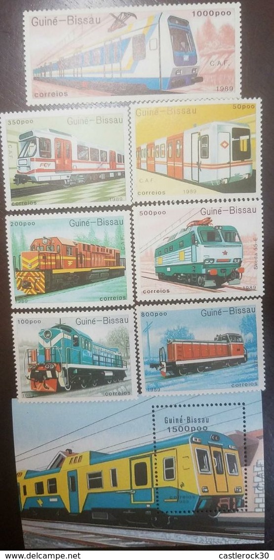 L) 1989 GUINEA, TRAINS AND SUBWAY, TRANSPORT, MULTIPLE STAMPS, MNH - Guinea-Bissau