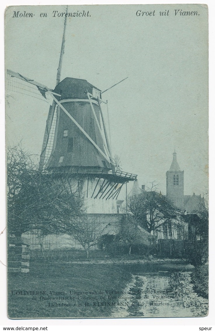 Vianen, Windmill (now Gone), Church Tower, Village In Background. Undivided Back, Early 1900's - Other & Unclassified