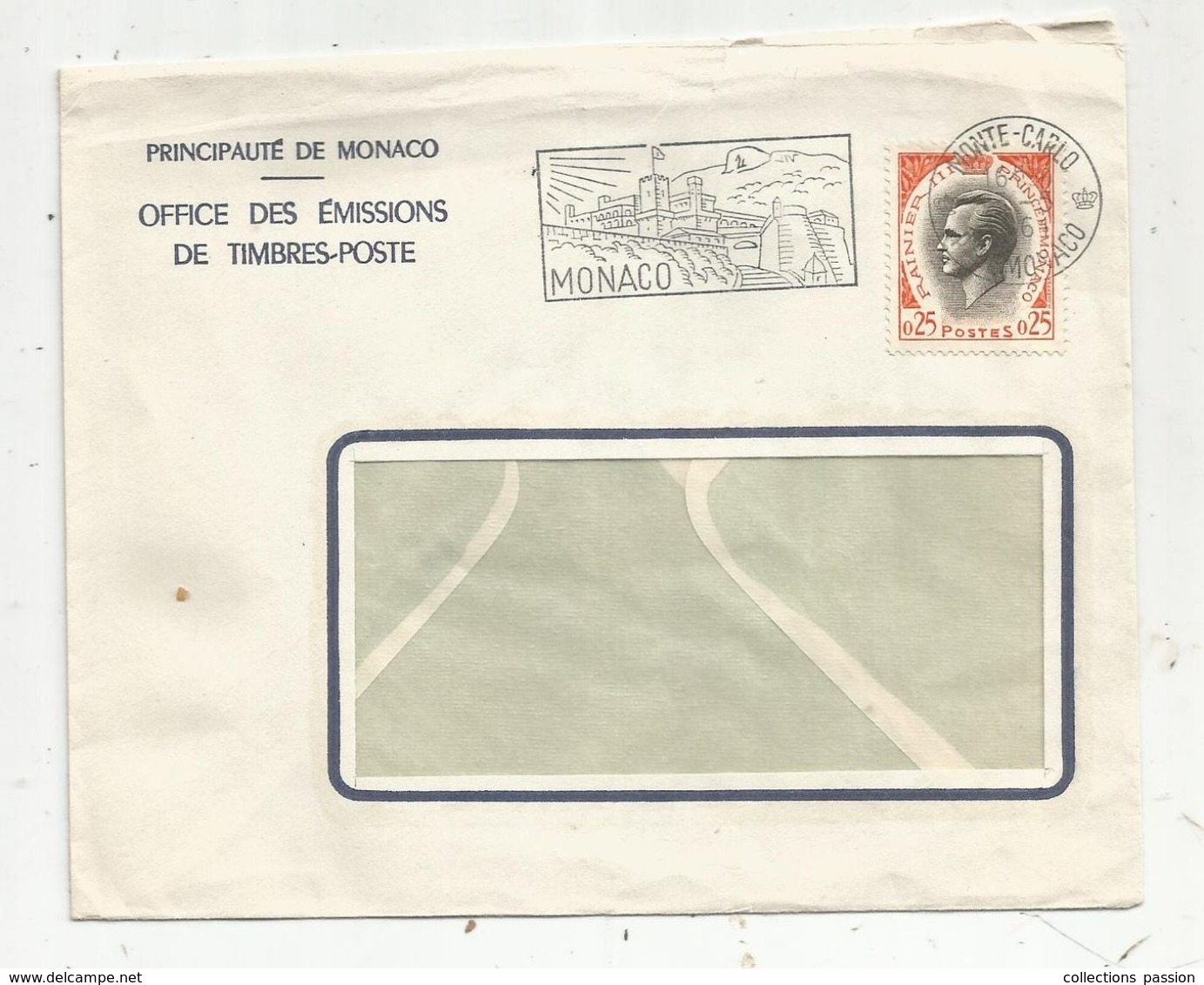 Lettre , MONACO ,MONTE CARLO ,1961 ,office Des Emissions De Timbres- Poste, Flamme,0.25, Rainier III - Postmarks