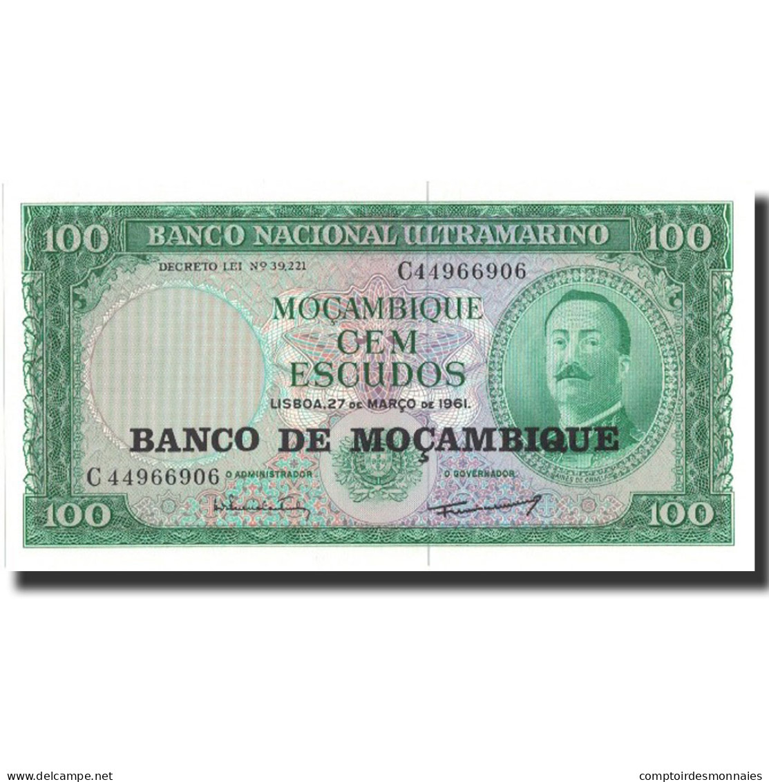 Billet, Mozambique, 100 Escudos, 1961, 1961-03-27, KM:109a, NEUF - Mozambique