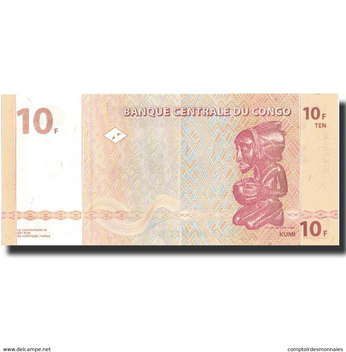 Billet, Congo Democratic Republic, 10 Francs, 2003, 2003-06-30, KM:93a, NEUF - République Du Congo (Congo-Brazzaville)