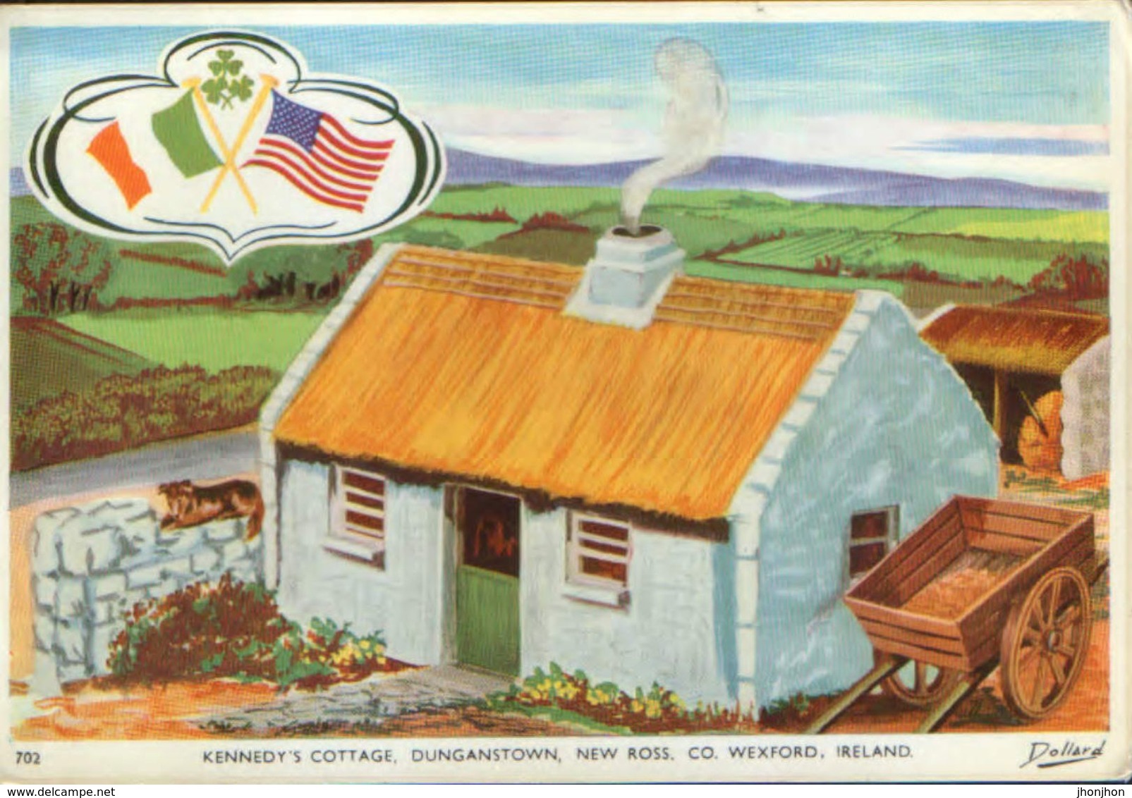 Irelande - Postcard Written In 1963  -   Kennedy's Cottage, Dunganstown,New Ross - Co.Wexford  - 2/scan - Wexford