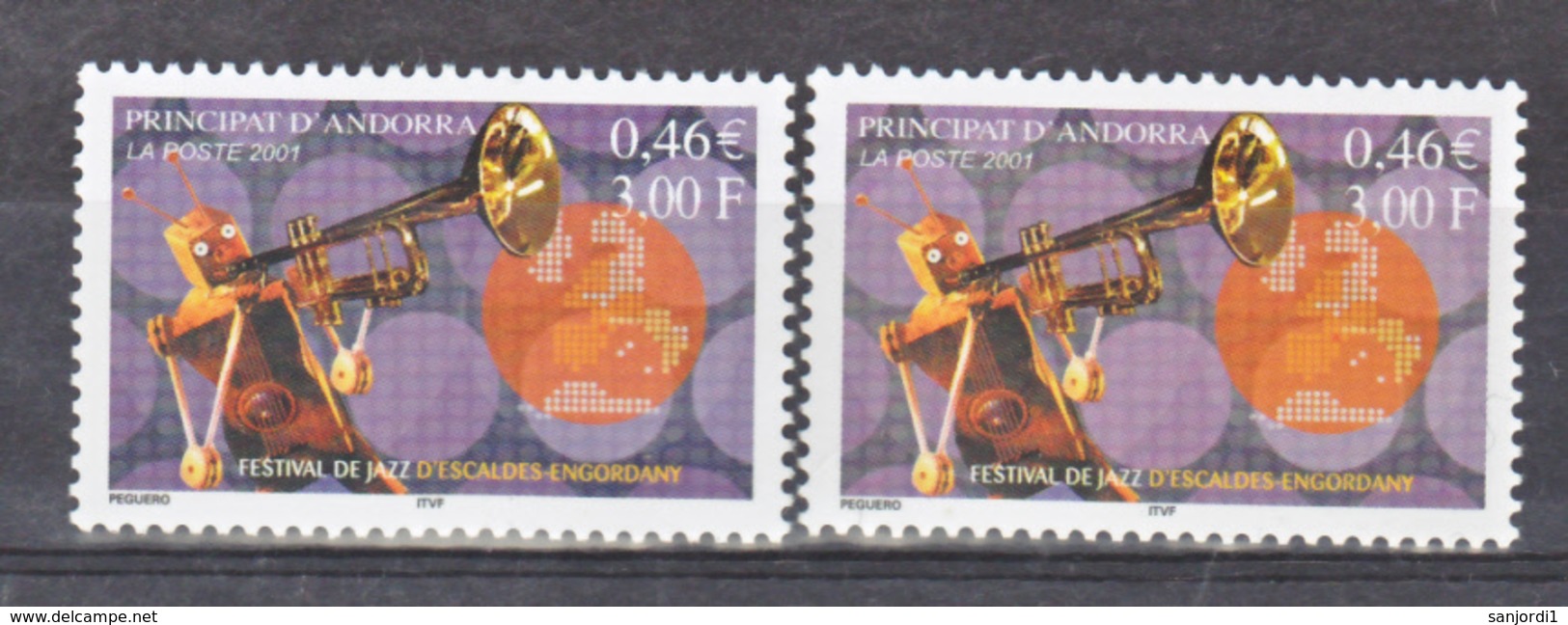 Andorre 550   Variétés Lie De Vin Et Vieux Rose Festival De Jazz Neuf ** TB MNH Sin Charnela - Nuevos