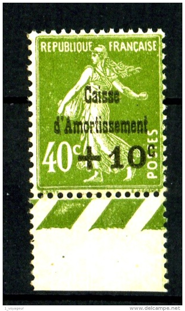 253 - +10c Sur 40c Semeuse Vert - Bord De Feuille - Neuf N** - Très Beau - 1927-31 Sinking Fund