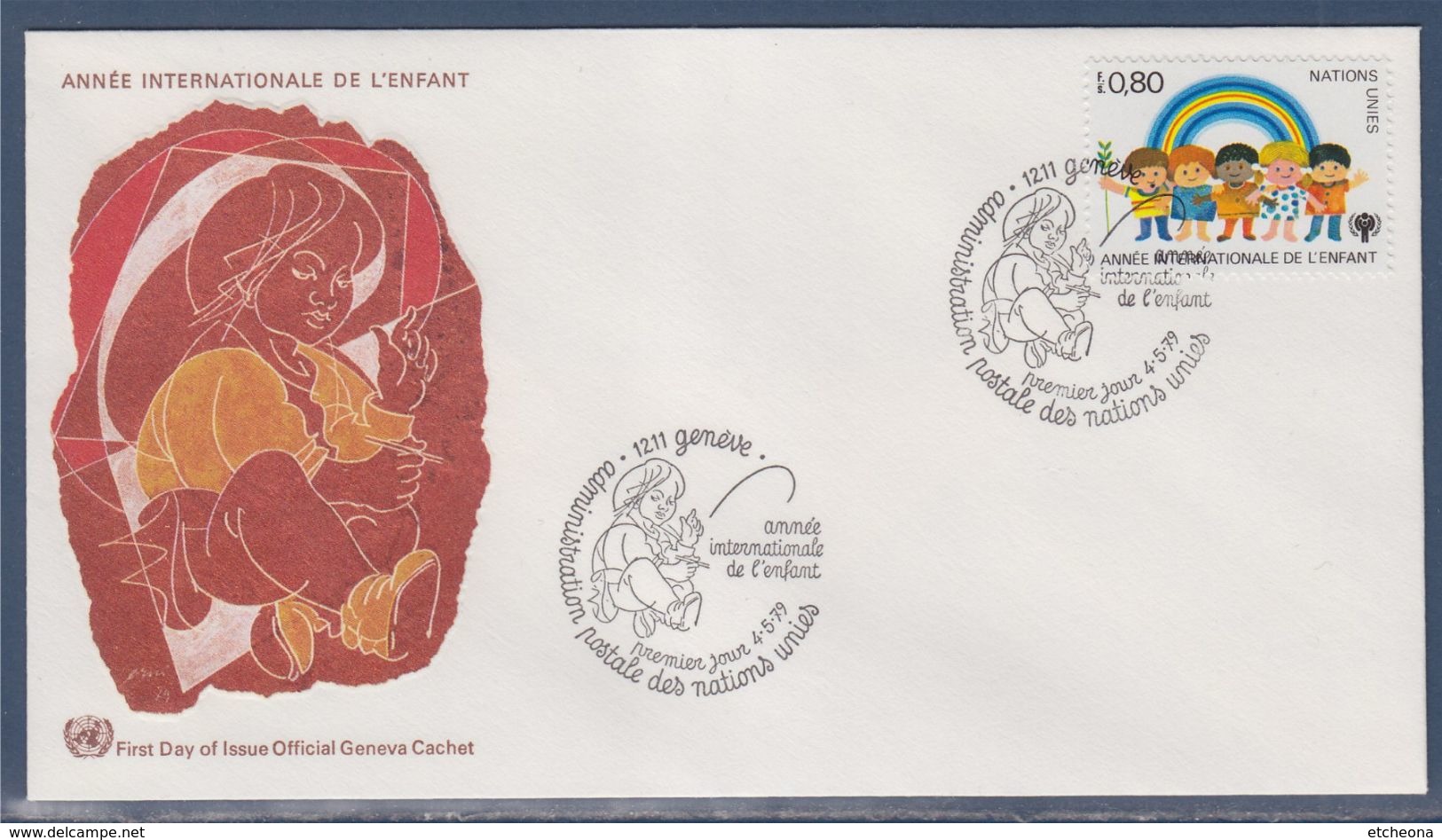 = Année Internationale De L'Enfant Enveloppe 1er Jour Genève 4.5.79 N°83 Enfant Et Arc En Ciel - FDC