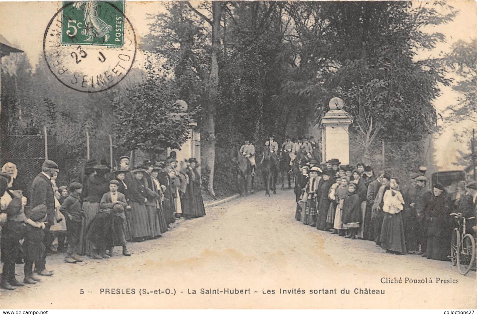 95-PRESLES- LA SAINT-HUBERT- LES INVITES SORTANT DU CHATEAU - Presles