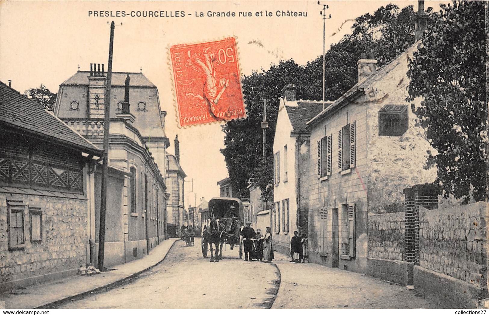 95-PRESLES-COURCELLES- LA GRANDE RUE ET LE CHATEAU - Presles