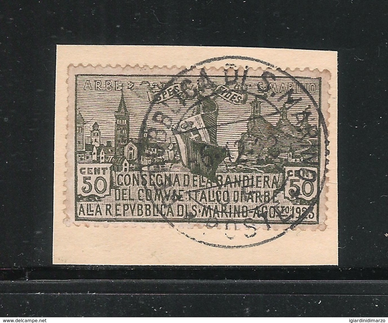 SAN MARINO - 1923: Valore Usato Da 50 C. BANDIERA Di ARBE Su Frammento - In Buone Condizioni. - Storia Postale