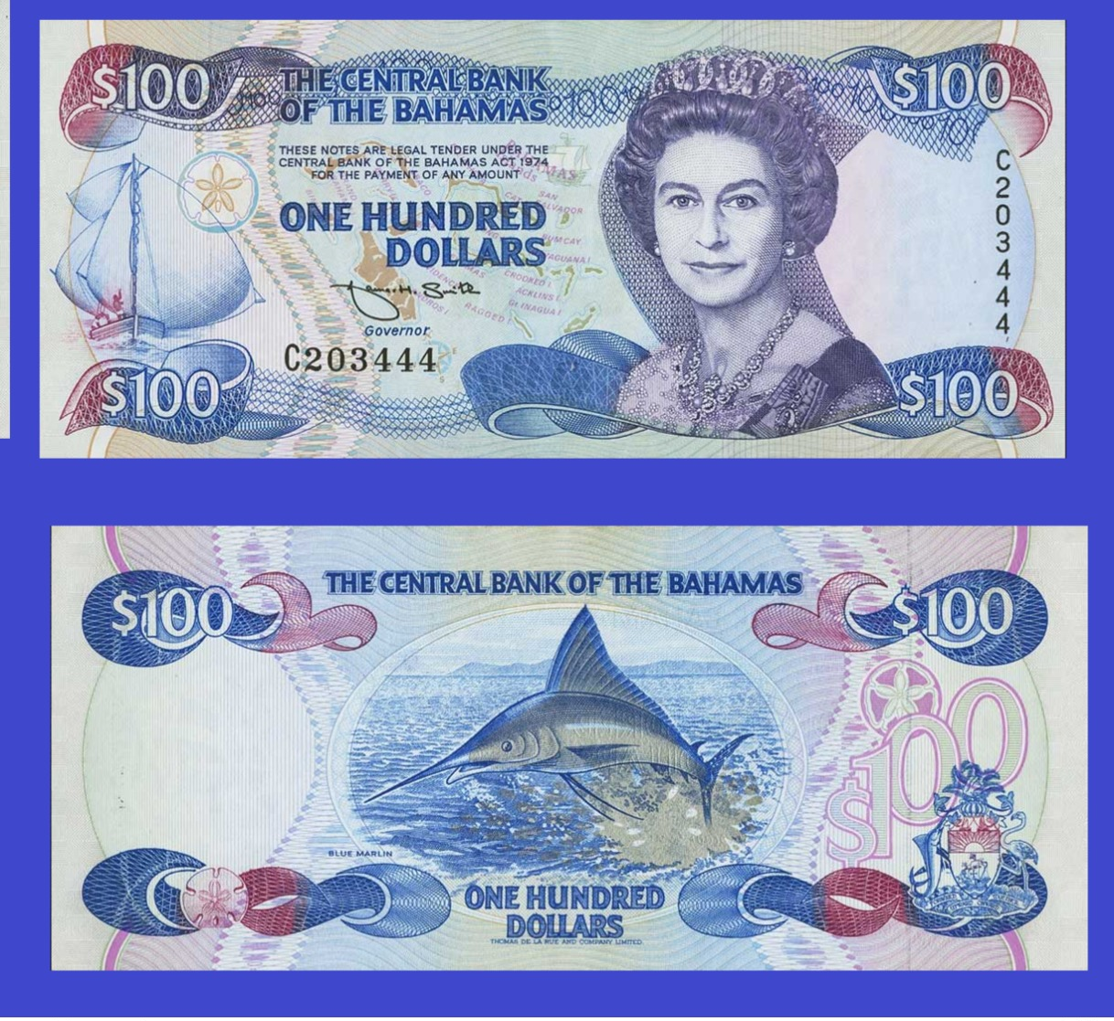 Bahamas  100   Dollars 1974-3   -- Copy - Copy- Replica - REPRODUCTIONS - Bahamas