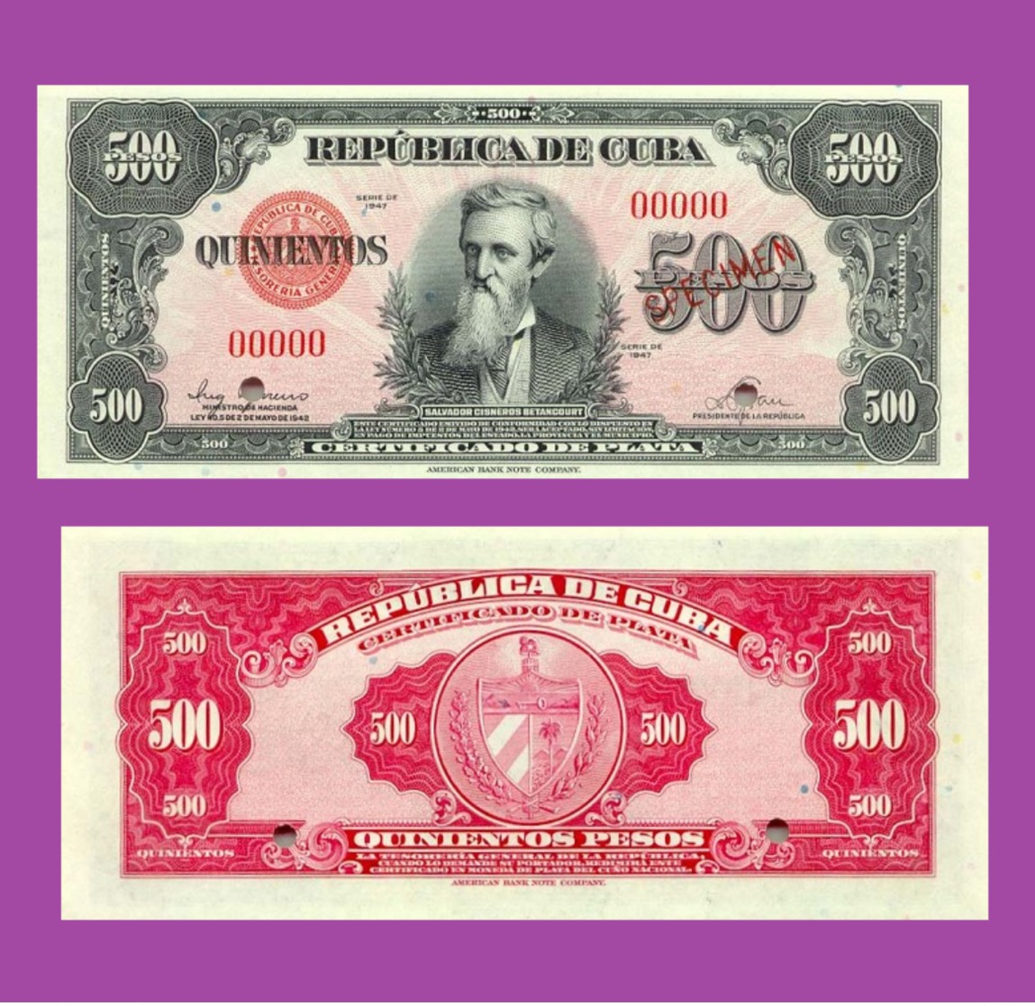 CUBA 500 PESOS 1947- Copy - Copy- Replica - REPRODUCTIONS - Kuba