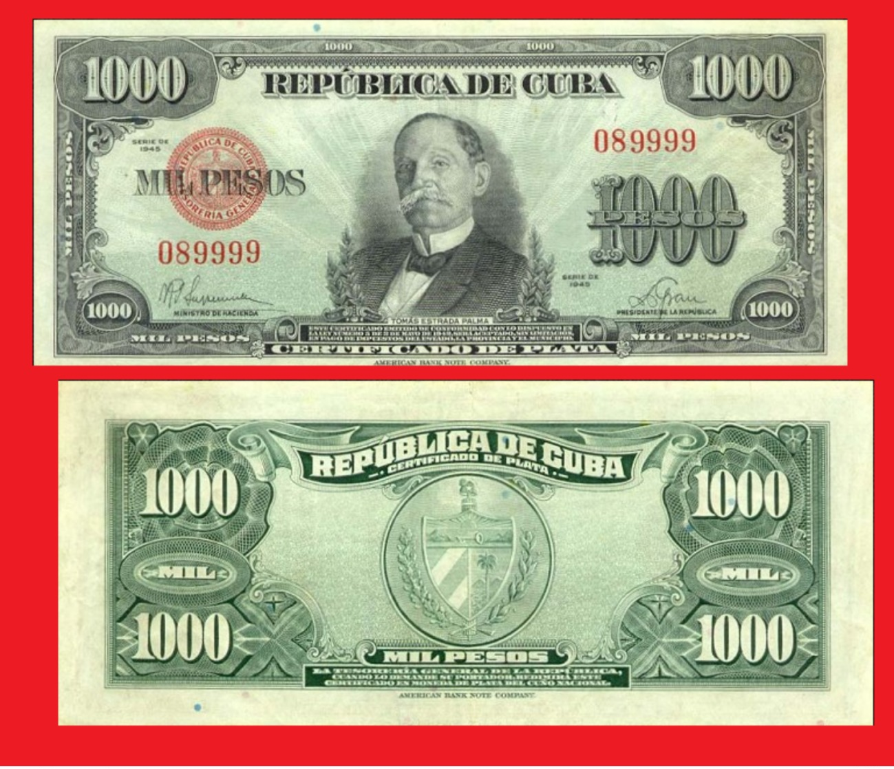 CUBA 1000 PESOS 1947- Copy - Copy- Replica - REPRODUCTIONS - Kuba