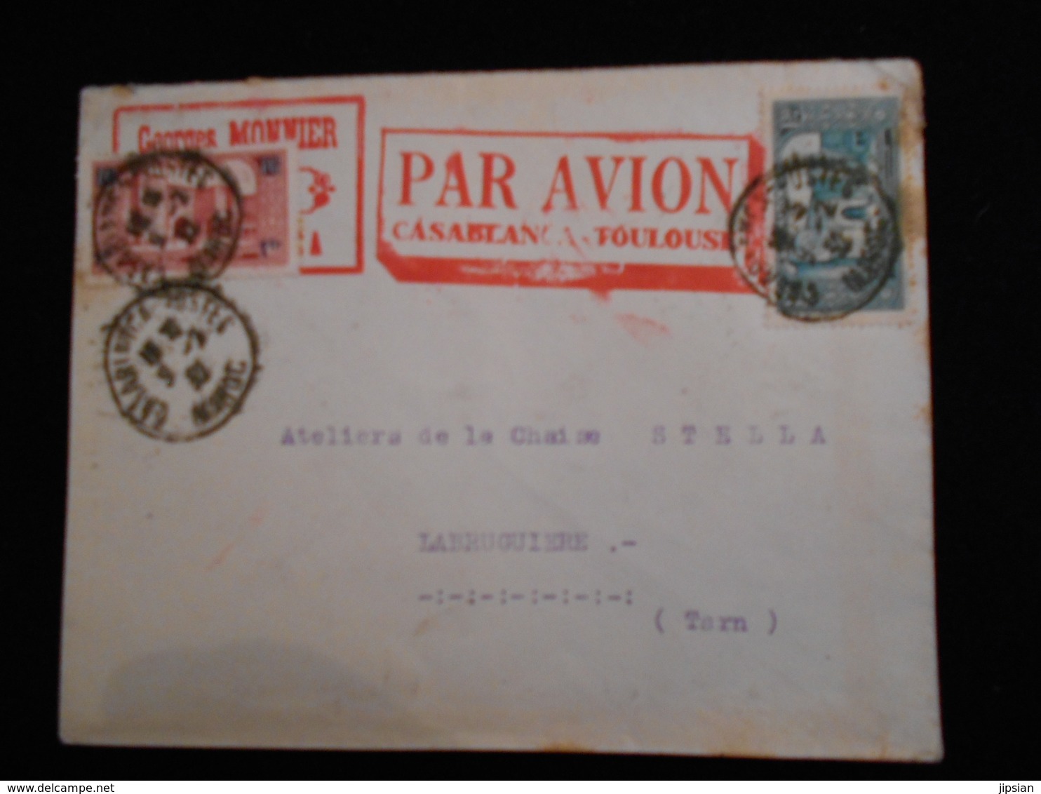 Enveloppe 1932 Par Avion Georges Monnier Casablanca Toulouse  Lettre  CL18 - 1960-.... Lettres & Documents