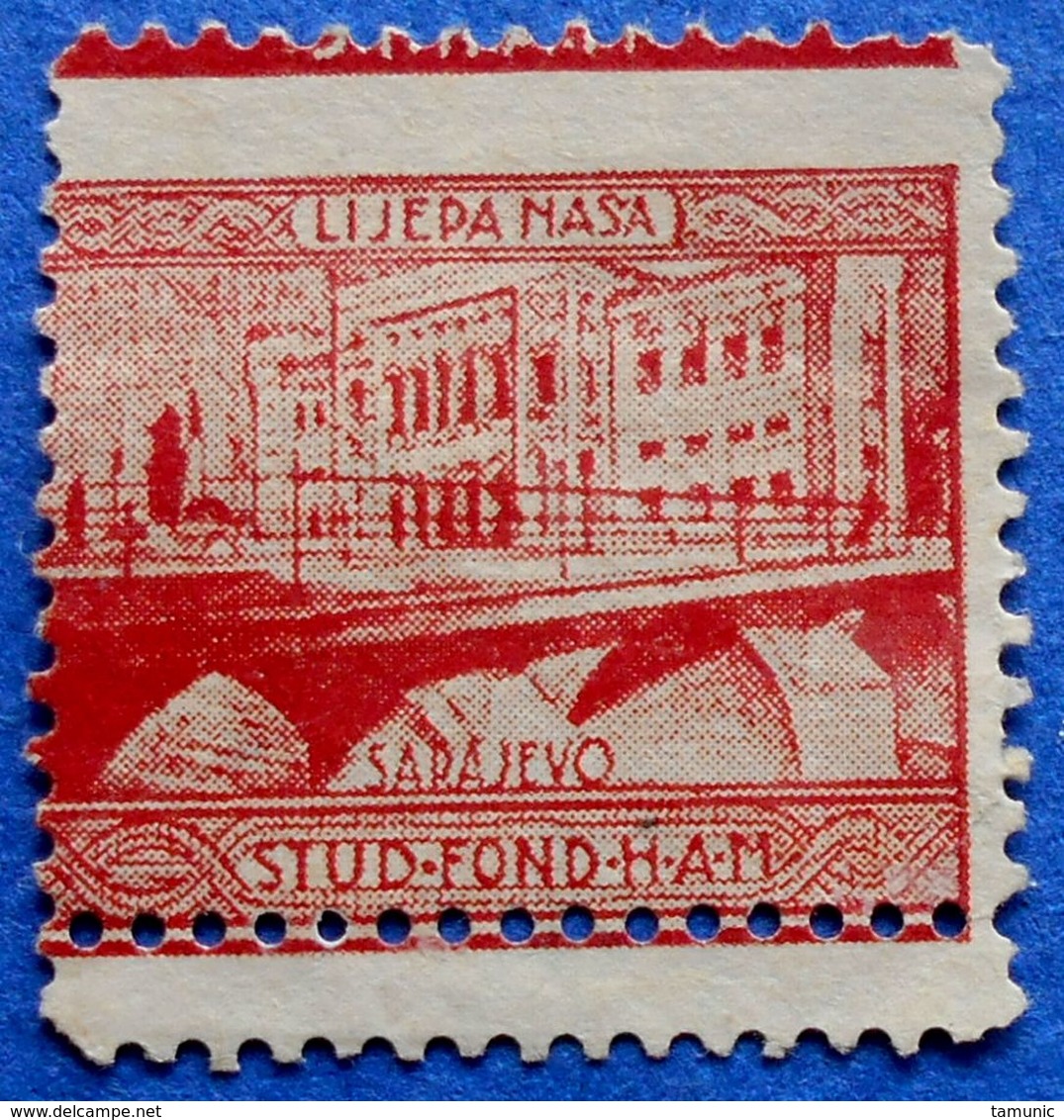 CROATIA CHARITY PATRIOT STAMP LIJEPA NASA SARAJEVO STUDENT FUND OF THE CROATIAN ACADEMY OF SCIENCES (1930) - USED - Croatia