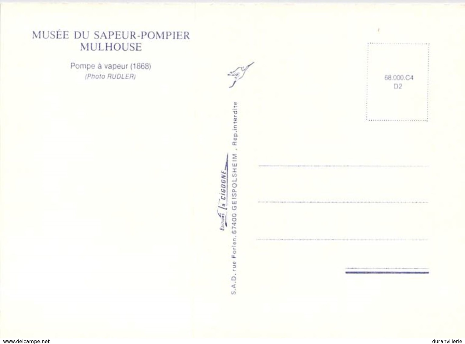 68 - Mulhouse - Le Musée Du Sapeur Pompier - Pompe à Vapeur (1868).  Photo Rudler - Mulhouse