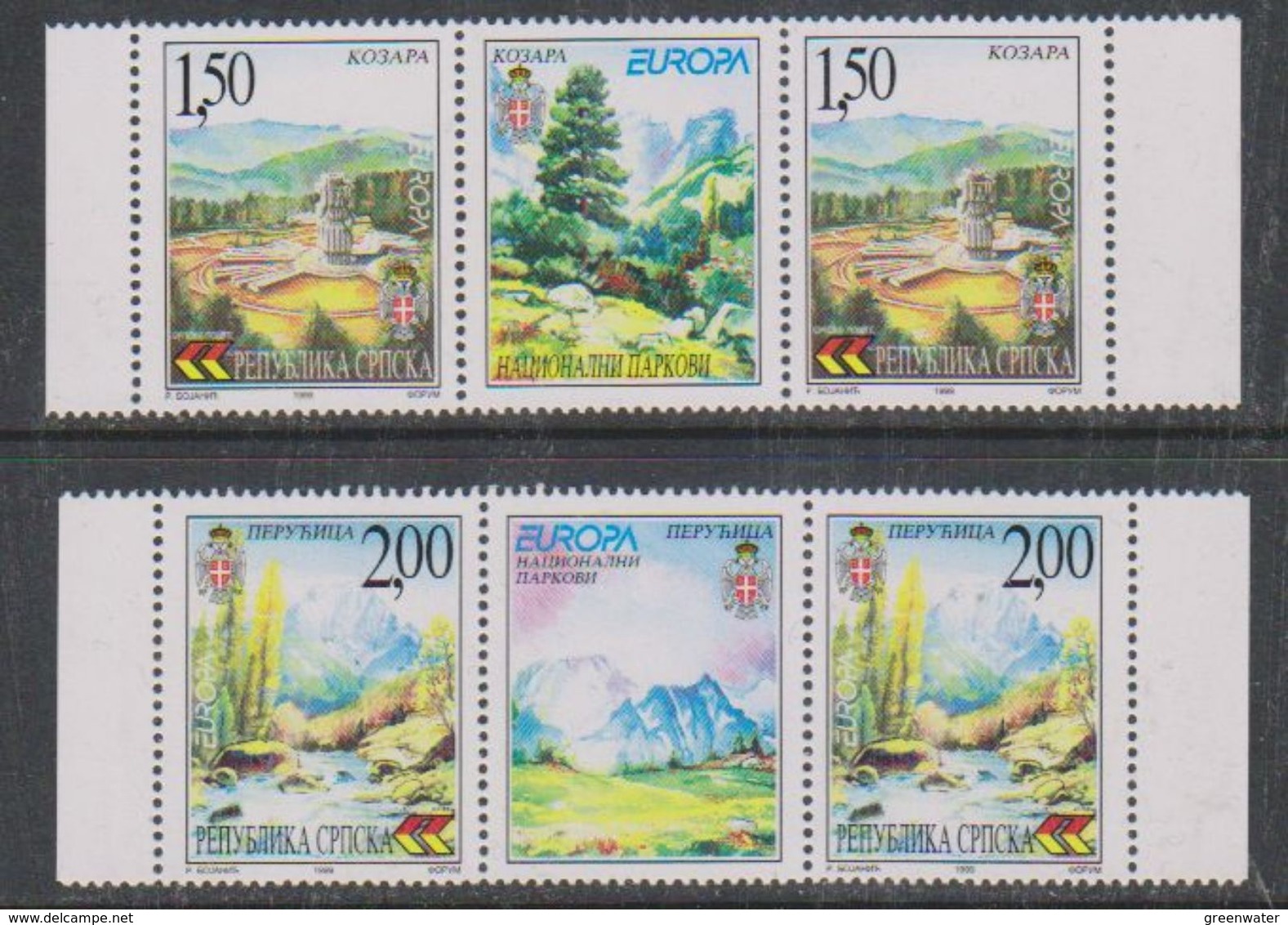 Europa Cept 1999 Bosnia/Herzegovina Serbia Strip 2x2v+label  ** Mnh (38083) - 1999