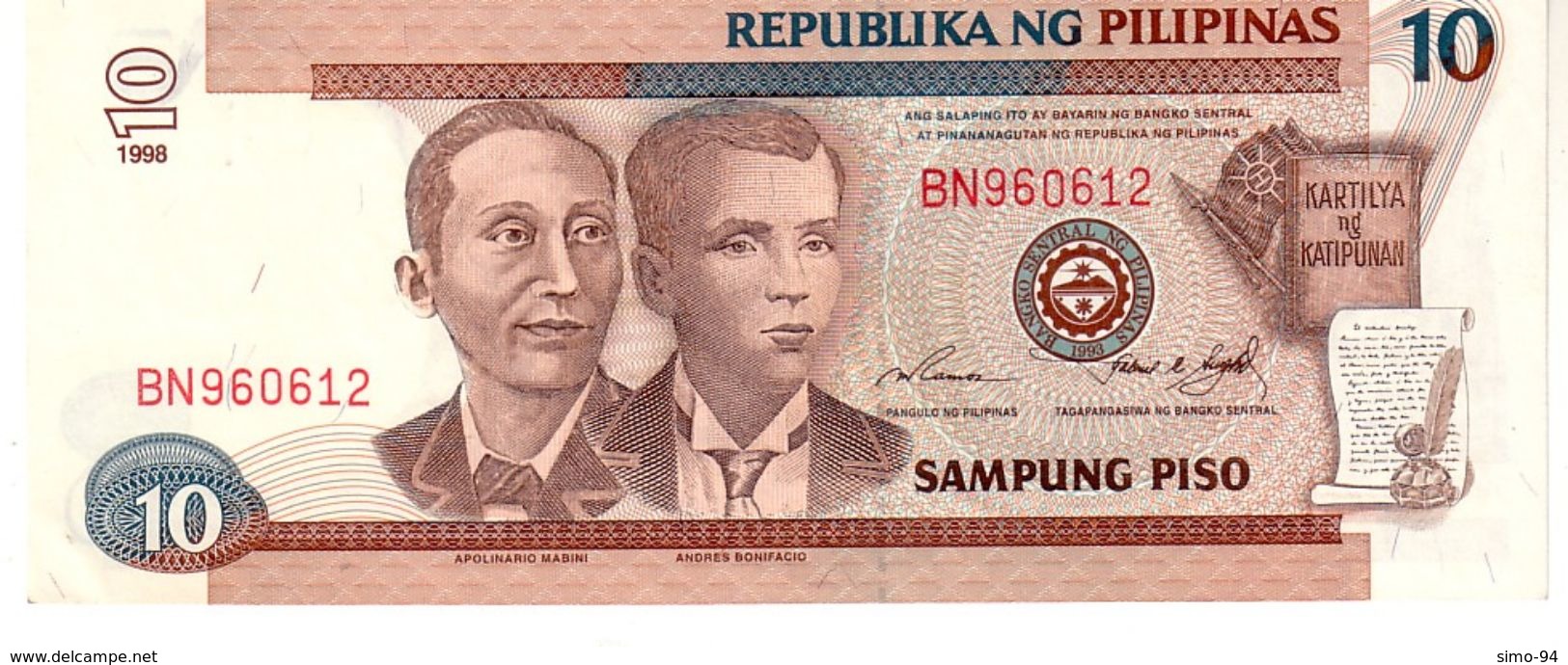 Philippines P.187 10  Piso  1998  Unc - Philippines