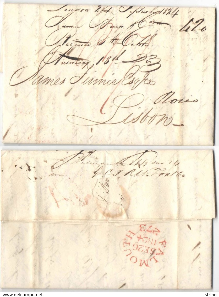 AR92) GREAT BRITAIN - London To Lisbon - 1824 - ...-1840 Precursori