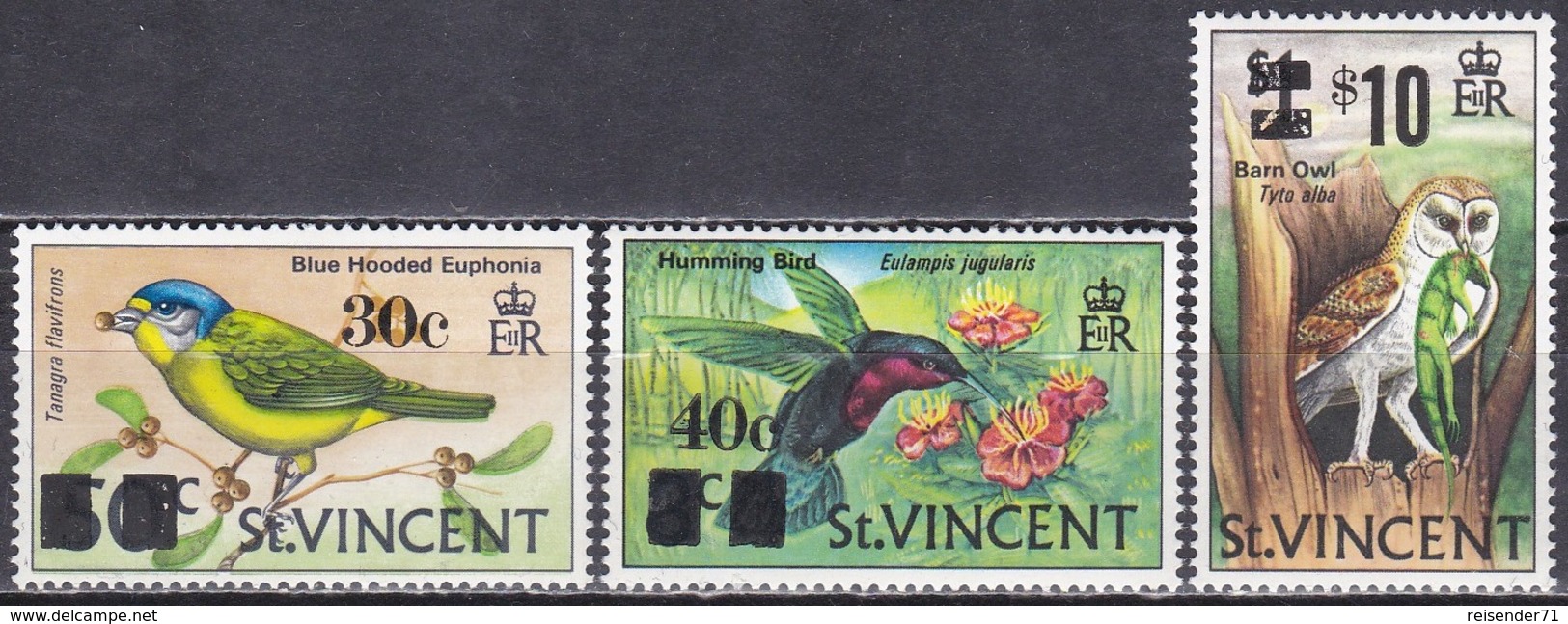 St. Vincent 1973 Tiere Fauna Animals Vögel Birds Oiseaux Pajaro Uccelli Eulen Owls, Mi. 343-5 ** - St.Vincent (...-1979)