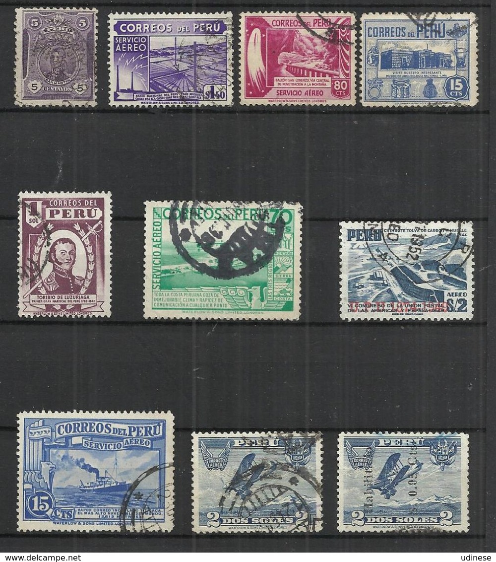 TEN AT A TIME - PERU - VERY OLD - LOT OF 10 DIFFERENT 3 - USED OBLITERE GESTEMPELT USADO - UNKNOWN VALUE - Peru