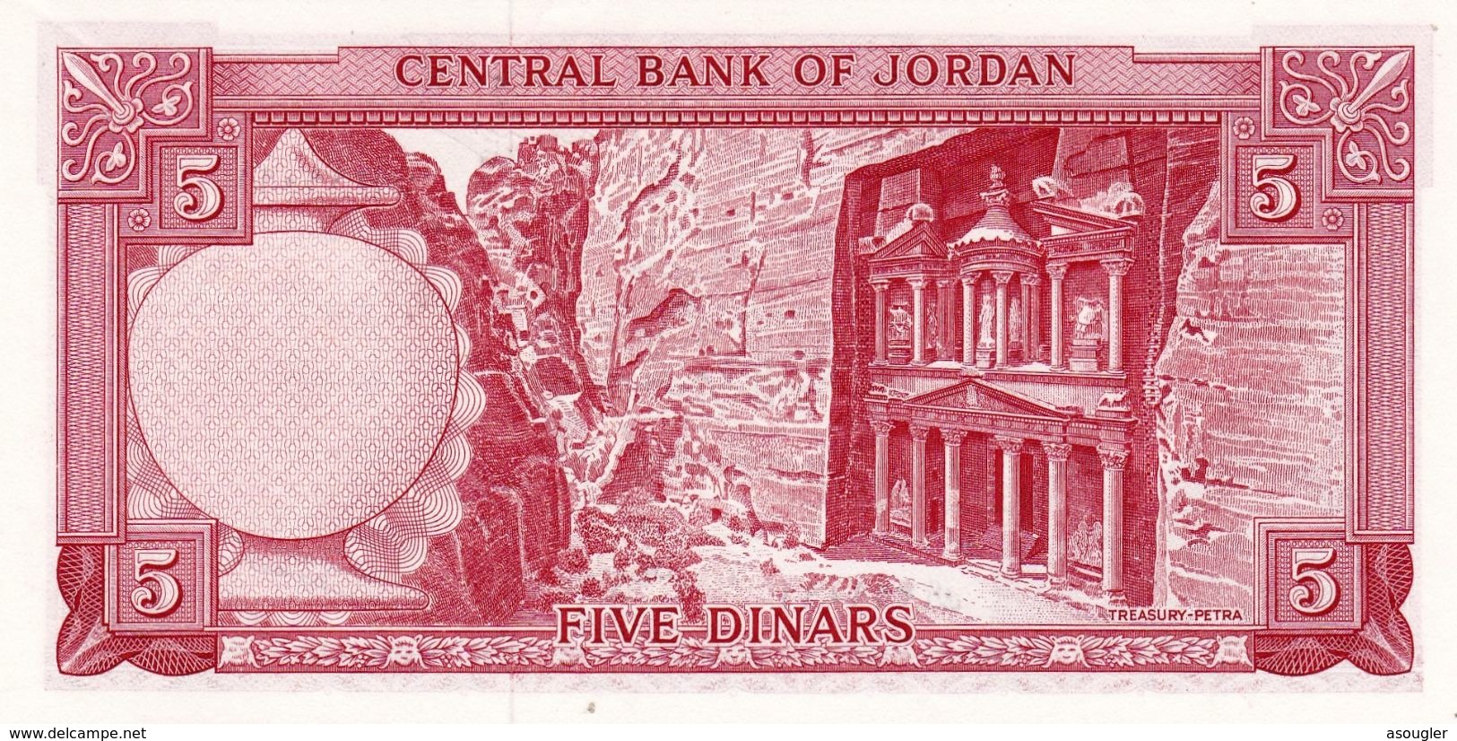 JORDAN 5 DINARS 1959 (1965) UNC P-11a "free Shipping Via Registered Air Mail" - Jordanie