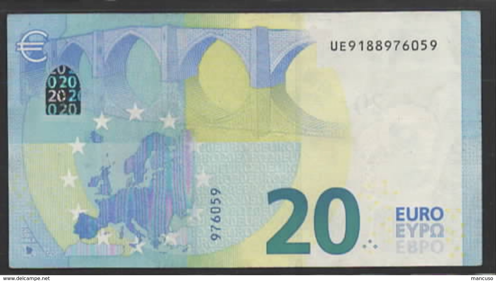 &euro; 20  FRANCE  UE U008  "18"  DRAGHI  CIRCULATED - 20 Euro